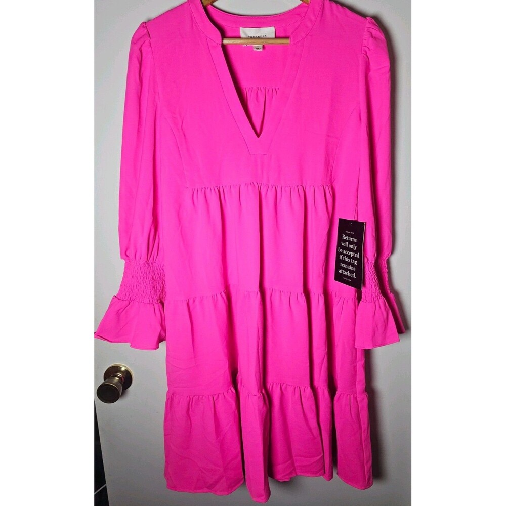Tuckernuck Pomander Place Kenzo Dress Size Medium Electric Pink NWOT Ruffle